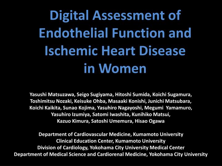 digital assessment of endothelial function and ischemic heart disease in women