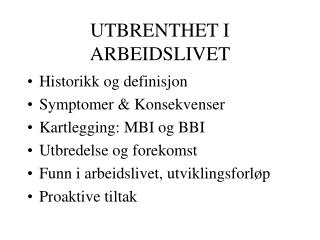 utbrenthet i arbeidslivet