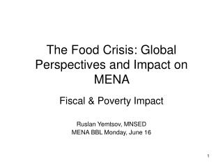 The Food Crisis: Global Perspectives and Impact on MENA