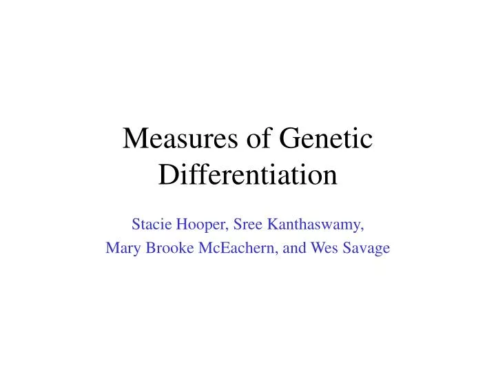 measures of genetic differentiation