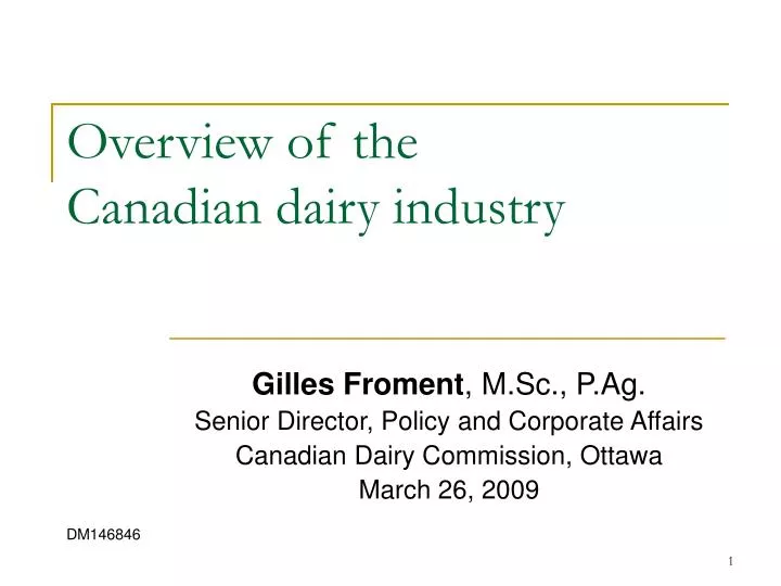 overview of the canadian dairy industry