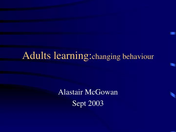 adults learning changing behaviour