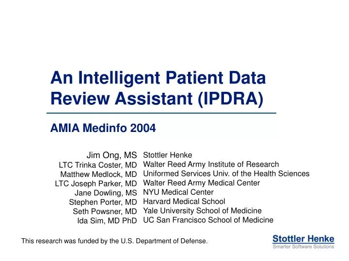 an intelligent patient data review assistant ipdra