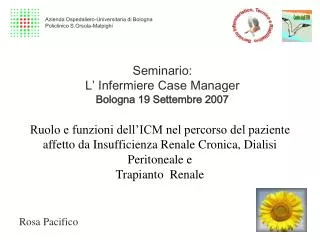 Seminario: L’ Infermiere Case Manager Bologna 19 Settembre 2007