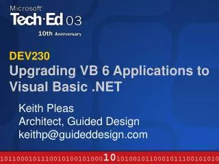 DEV230 Upgrading VB 6 Applications to Visual Basic .NET