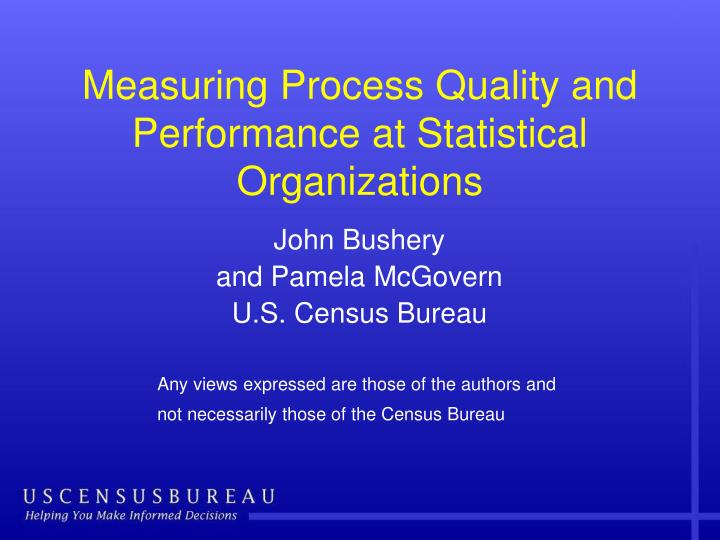 measuring process quality and performance at statistical organizations