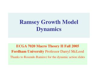 Ramsey Growth Model Dynamics
