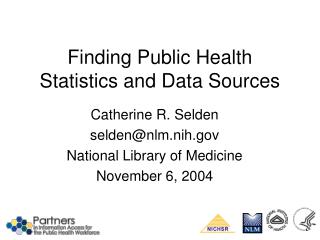 Finding Public Health Statistics and Data Sources