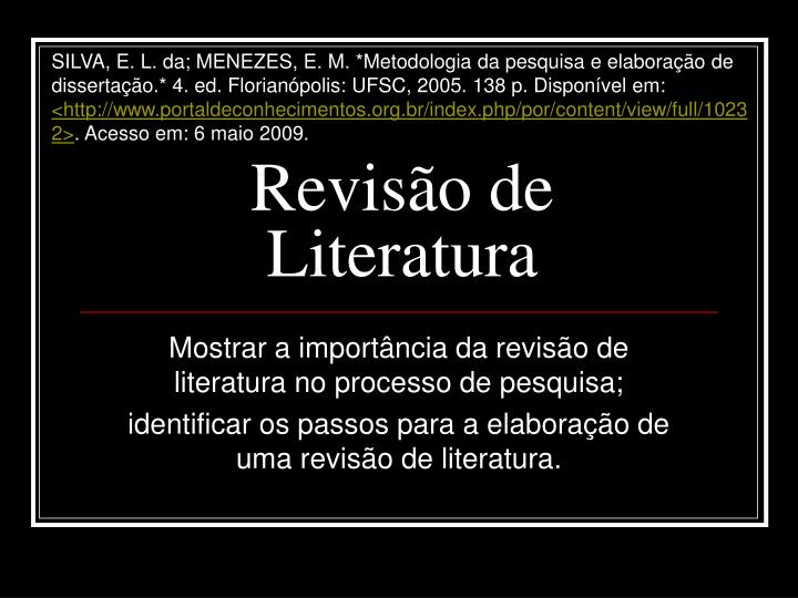 revis o de literatura