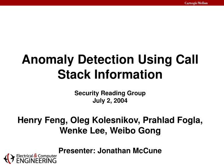 anomaly detection using call stack information