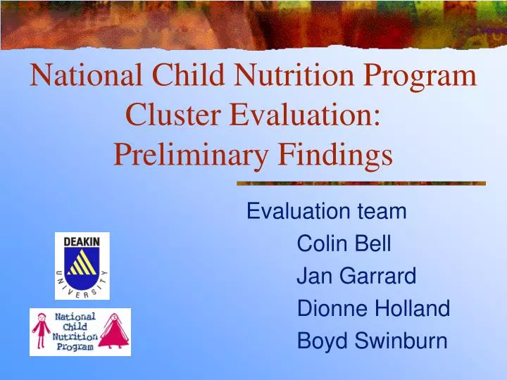 national child nutrition program cluster evaluation preliminary findings