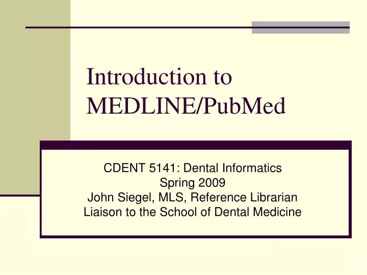 introduction to medline pubmed