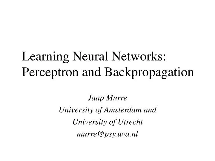 learning neural networks perceptron and backpropagation