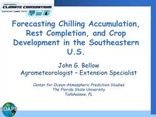 Forecasting Chilling Accumulation, Rest Completion, and Crop Development in the Southeastern U.S.