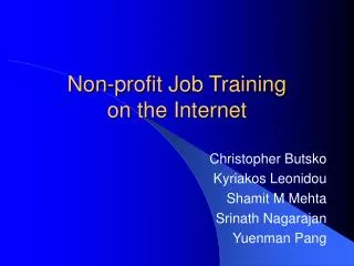 Non-profit Job Training on the Internet