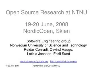 Open Source Research at NTNU