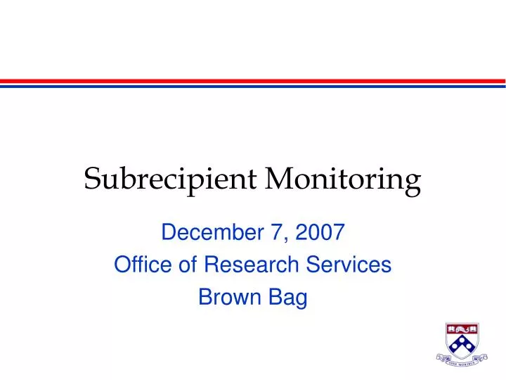 subrecipient monitoring