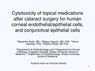 Cytotoxicity of topical medications after cataract surgery for human corneal endothelial/epithelial cells, and conjuncti