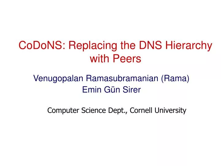 codons replacing the dns hierarchy with peers