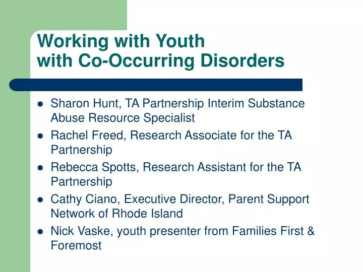 working with youth with co occurring disorders
