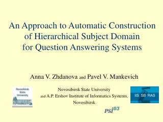 an approach to automatic construction of hierarchical subject domain for question answering systems