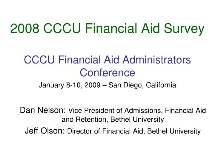 2008 cccu financial aid survey