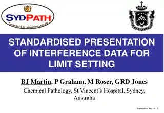 STANDARDISED PRESENTATION OF INTERFERENCE DATA FOR LIMIT SETTING