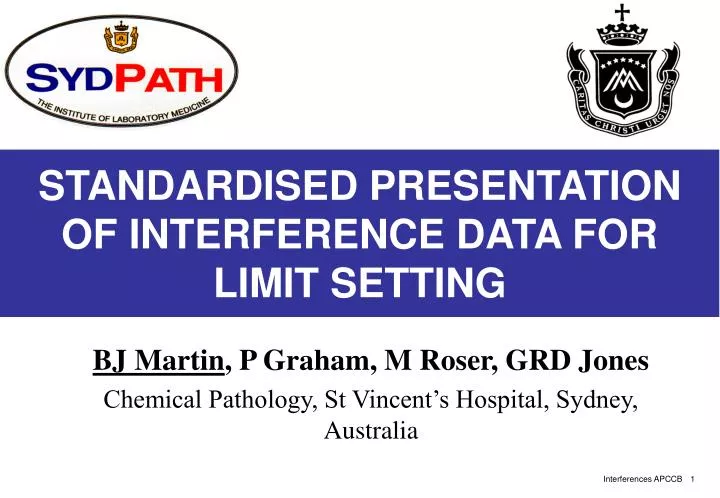 standardised presentation of interference data for limit setting