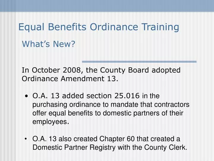 equal benefits ordinance training