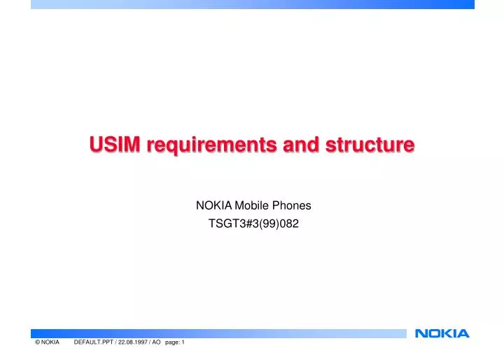 usim requirements and structure