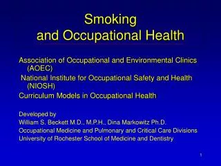 Smoking and Occupational Health