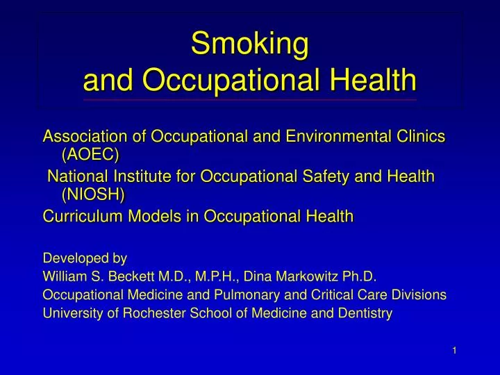 smoking and occupational health