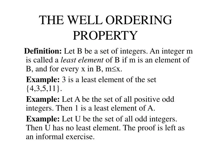 the well ordering property