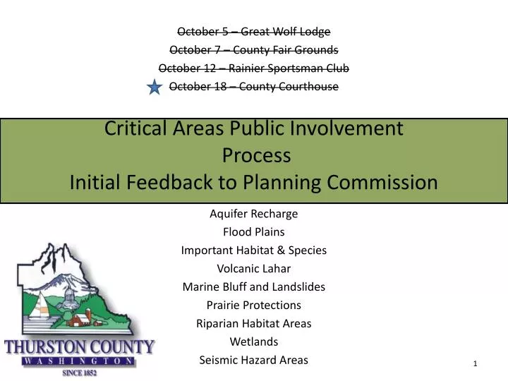 critical areas public involvement process initial feedback to planning commission