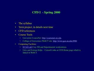 CFD I - Spring 2000