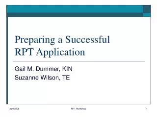 Preparing a Successful RPT Application