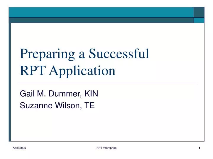 preparing a successful rpt application