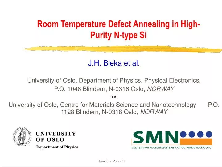 room temperature defect annealing in high purity n type si