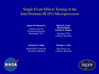 Single Event Effects Testing of the Intel Pentium III (P3) Microprocessor