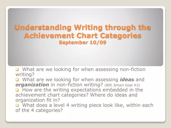 understanding writing through the achievement chart categories september 10 09