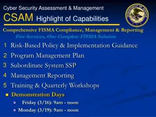 Risk-Based Policy &amp; Implementation Guidance Program Management Plan Subordinate System SSP Management Repor