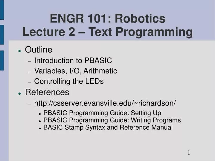 engr 101 robotics lecture 2 text programming