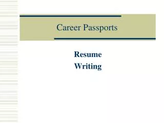 Career Passports