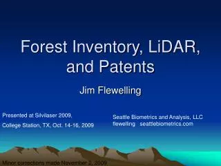 Forest Inventory, LiDAR, and Patents