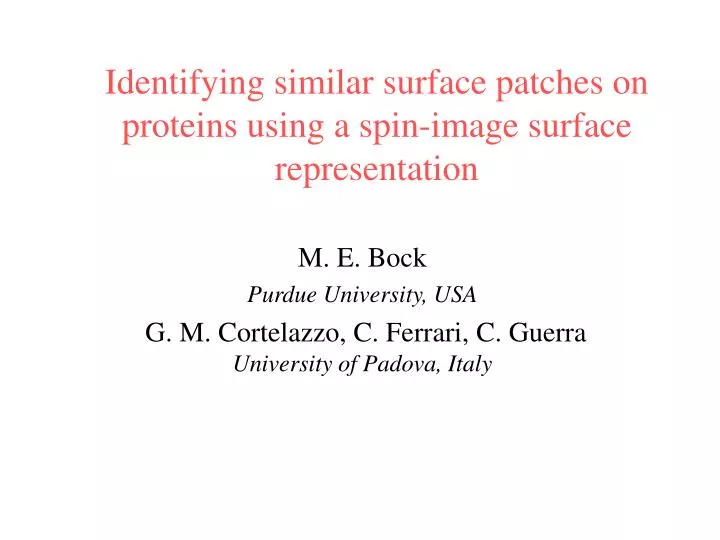 identifying similar surface patches on proteins using a spin image surface representation