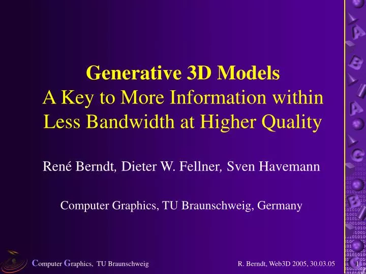 generative 3d models a key to more information within less bandwidth at higher quality