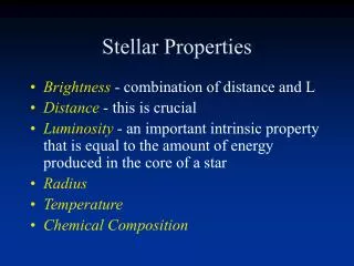 Stellar Properties