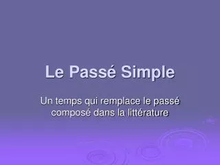 le pass simple