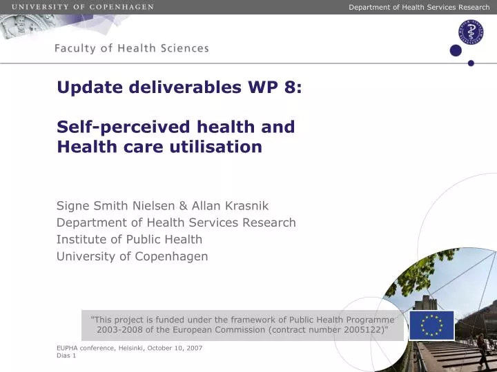 update deliverables wp 8 self perceived health and health care utilisation