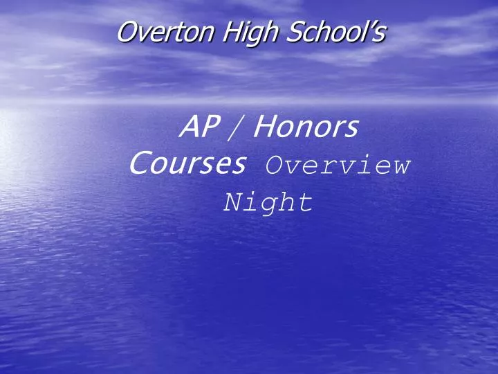 overton high school s